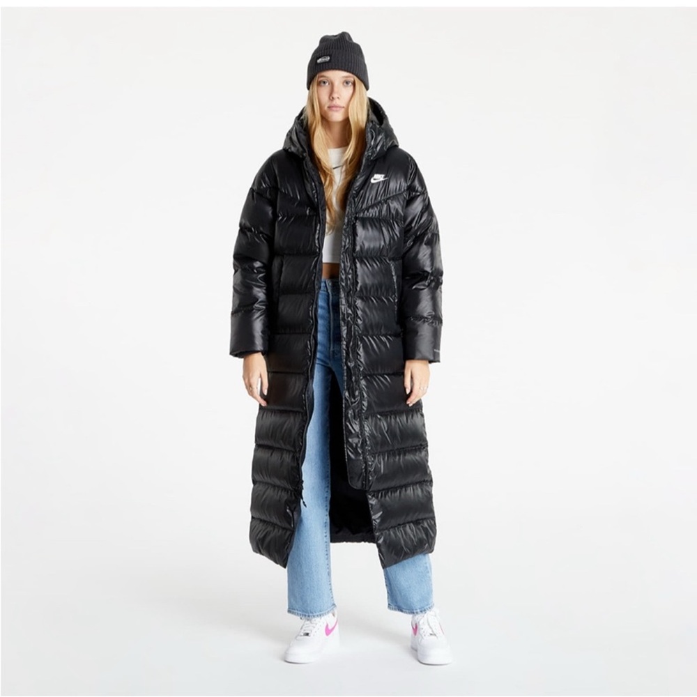 Nike Women's Black Hooded Puffer Coat